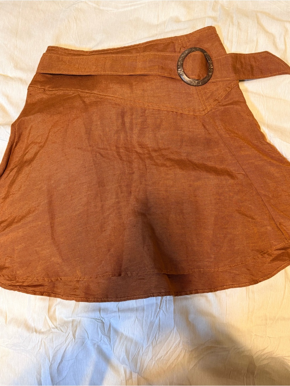 NWT Free People Women’s A-Line Belted Mini Skirt in Tobacco